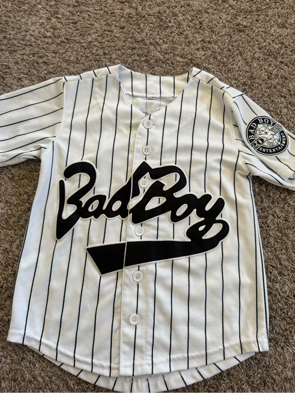 Biggie Small Bad Boy Records Pinstripe Baseball Jersey Sz small